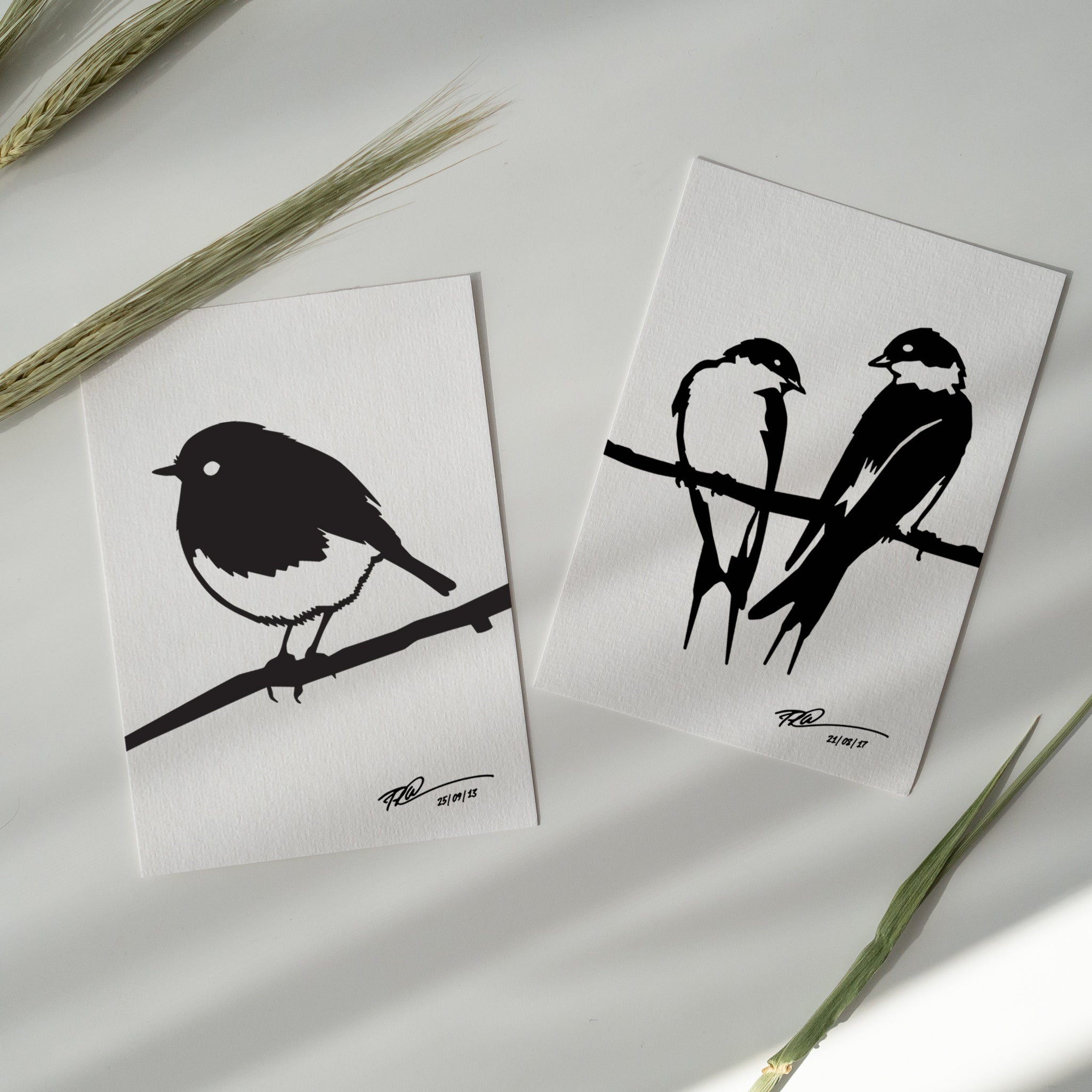 Lot de 4 cartes de vœux Metalbird